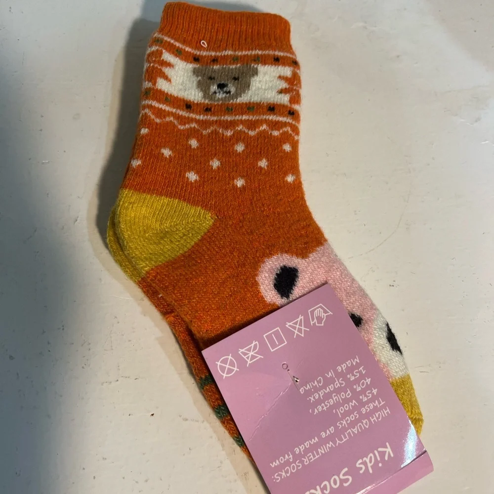 Kids Socks Winter Socks Wool Blend Teddy Bears NEW